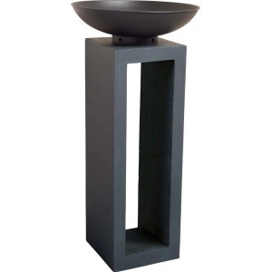 Misa paleniskowa na konsoli, Ø 50 cm, wys. 105 cm, ze schowkiem na drewno w podstawie.