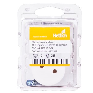 Wspornik rury szafy, zestaw 2 szt., plastik, biały, do rur 25 mm.