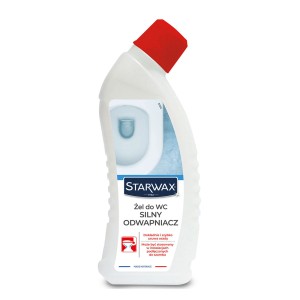 Starwax żel do WC, silny odkamieniacz, biała butelka z czerwoną nakrętką.