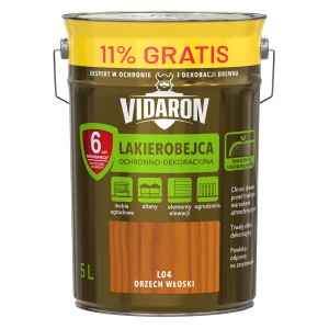 Vidaron lakierobejca do drewna, odcień orzech włoski, 5L. Do ochrony i dekoracji drewna.