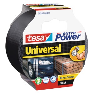 Taśma Tesa Extra Power Universal, czarna, 10 m x 50 mm. Uniwersalna taśma tkaninowa.