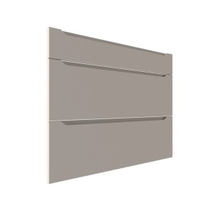 Szafka kuchenna t.b.t. z trzema szufladami w kolorze szarym.