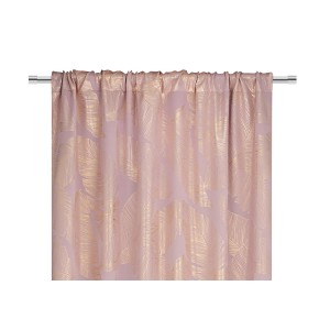 Różowa zasłona ze złotym wzorem liści, kategoria Zasłony i firany.