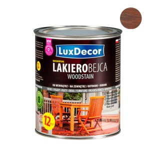 Puszka lakierobejcy do drewna LuxDecor, brązowa. Lakierobejca do użytku wewnątrz i na zewnątrz.