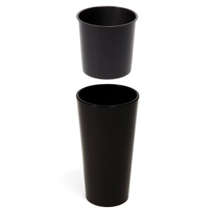 Czarne doniczki t.b.t. w dwóch rozmiarach. Dekoracyjne donice do użytku wewnątrz i na zewnątrz.