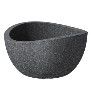 Scheurich Wave Globe Bowl donica, Ø 39 cm, czarny granit, do użytku wewnątrz i na zewnątrz.