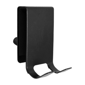 Czarny wieszak na drzwi do akcesoriów łazienkowych, część zestawu akcesoriów łazienkowych.