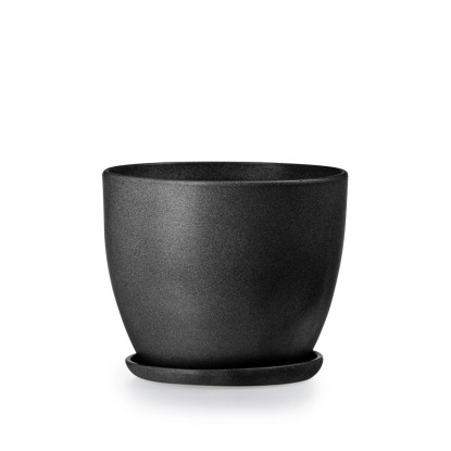 Doniczka z podstawką czarny - 24 cm