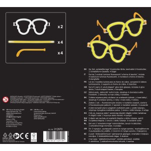 Świetliki GLOW STICKS 2 x okulary czaszki żółte