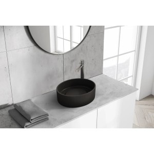 Kuchinox Umywalka PERL okrągła granit klik-klak czarna 36x36x11,5