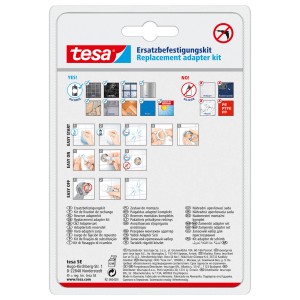Tesa Zestaw akcesoriów do łazienki: zestaw adapterów zamiennych, instrukcja montażu na opakowaniu.