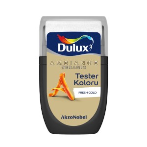 Dulux Ambiance Ceramic tester koloru Fresh Gold do farb ściennych.