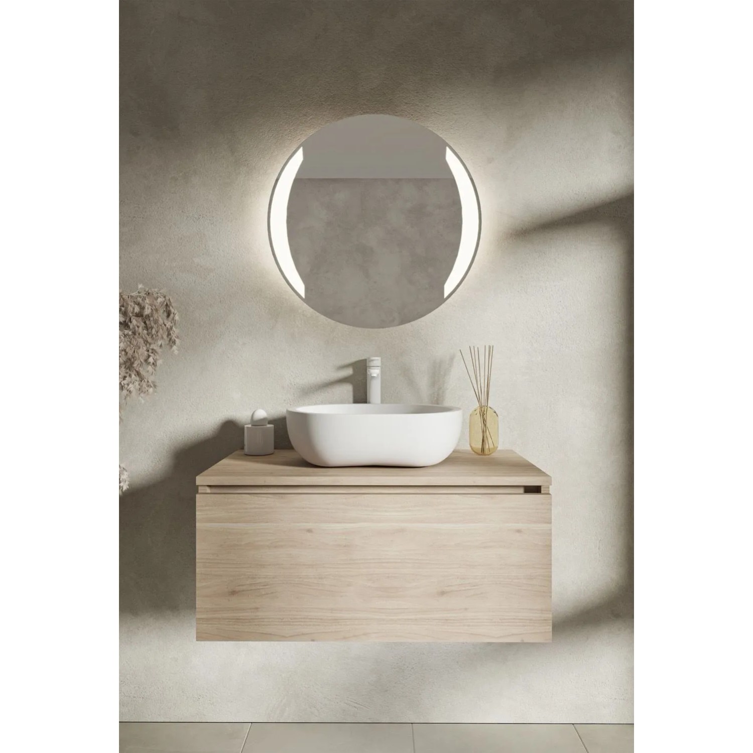 Lustro LED Dia Czarne z włącznikiem automatycznym 65cm