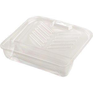 Przezroczysta kuweta malarska do wałków, odpowiednia do prac malarskich.