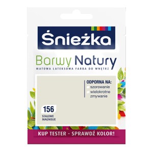 Próbka koloru Śnieżka Barwy Natury, Stalowe Magnolie (156), matowa farba lateksowa do wnętrz.