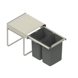 t.b.t. system segregacji odpadów kuchennych z dwoma szarymi pojemnikami i wysuwem.