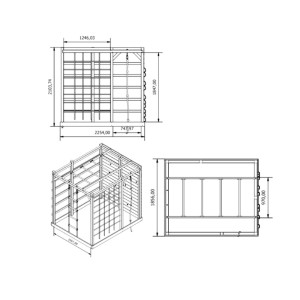 Rysunek techniczny placu zabaw t.b.t. z wymiarami.