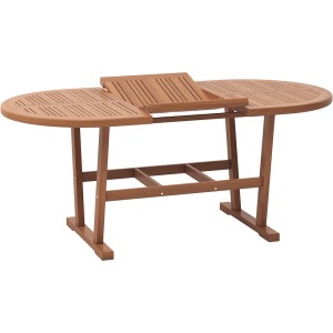 Rozkładany owalny stół ogrodowy z drewna, brązowy.