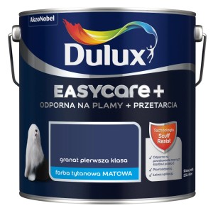 Ciemnoniebieska farba do ścian Dulux Easycare+, matowa farba tytanowa do wnętrz.