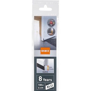 Uszczelka do drzwi OBI, aluminiowa, biała, samoprzylepna, do szczelin do 15 mm, chroni przed przeciągami.