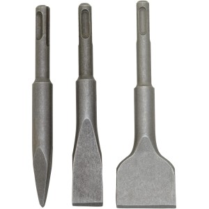 Zestaw dłut LUX Comfort SDS-Plus, 3-częściowy: Dłuto szpicowe, płaskie i łopatkowe do młotowiertarki.