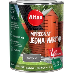 Altax Lazura do drewna antracyt, idealna do płotów, domków narzędziowych i pergoli. Chroni do 4 lat.