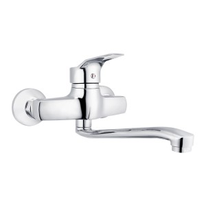 Chromowana bateria umywalkowa ścienna t.b.t.