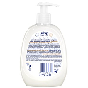 Mydło w płynie Luksja, kremowa formuła, butelka 500ml z pompką.