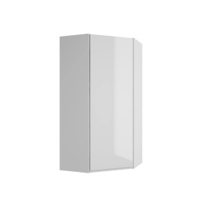 Biała szafka wisząca do kuchni, część zestawu mebli kuchennych.