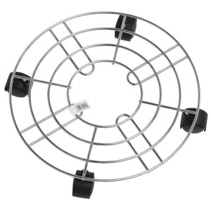 Okrągła metalowa podstawka na rośliny z kółkami, Ø 35 cm, ułatwiająca przesuwanie roślin.