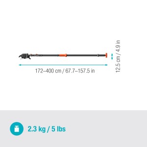 Sekator do gałęzi Gardena StarCut Pro L, teleskopowy od 175 do 400 cm, system cięcia bypass.