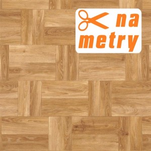 Wykładzina PCV imitująca drewno, wzór kwadratowy. Sprzedawana na metry.