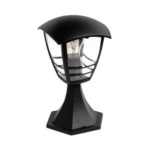 Czarna lampa zewnętrzna t.b.t. do dekoracyjnego oświetlenia ogrodu.