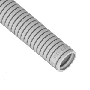 Szary peszel karbowany, elastyczne prowadzenie kabli do instalacji elektrycznych.