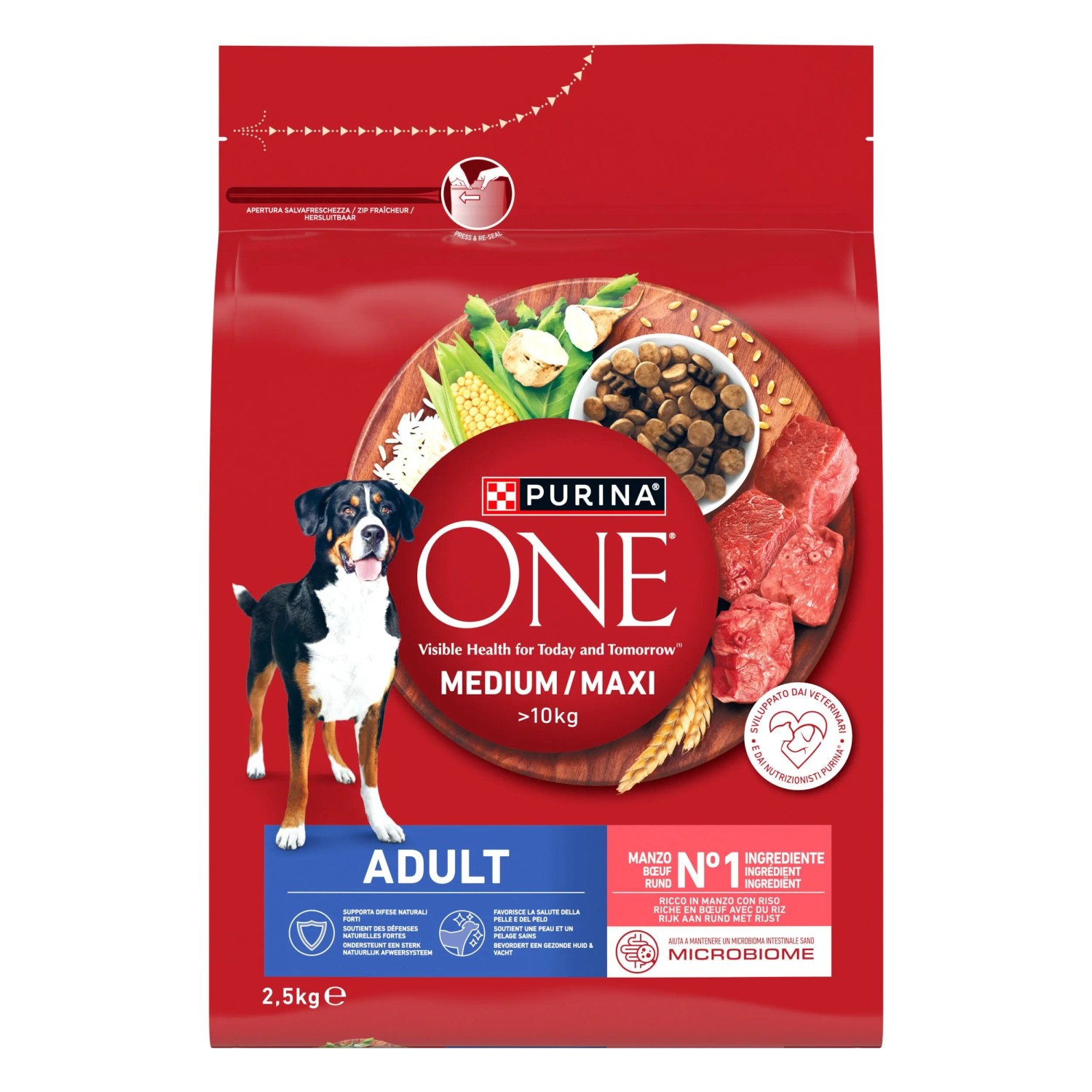 Purina One Medium/Maxi >10 kg Adult Sucha karma dla psów, wołowina 2,5 kg