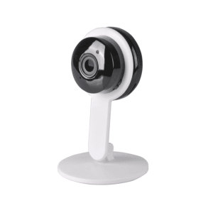 Kompaktowa kamera bezpieczeństwa czarno-biała do monitoringu wewnętrznego.