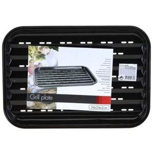 Czarna płyta grillowa, akcesorium do grilla. Idealna do grillowania warzyw i mięsa.