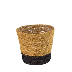 t.b.t. Doniczka na zioła z plecionego naturalnego materiału, dwukolorowa.