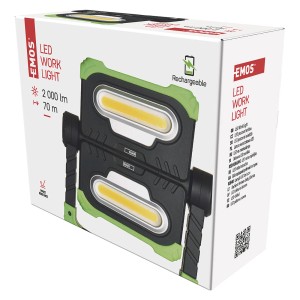 Opakowanie lampy roboczej LED t.b.t. z zielonym obramowaniem.