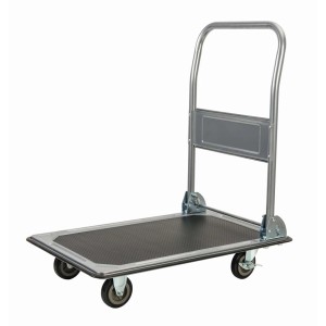 Wózek platformowy ze składanym uchwytem, udźwig 150 kg, do warsztatu i magazynu.