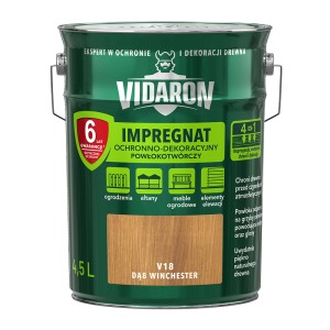 Impregnat do drewna Vidaron, kolor dąb Winchester, puszka 4,5L. Do ogrodzeń, altan, mebli ogrodowych.