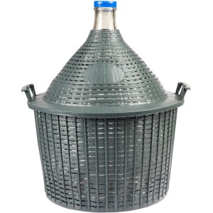 Balon na wino z koszem wiklinowym do winiarstwa i przetwórstwa.