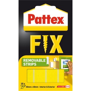 Pattex Fix usuwalne paski klejące, 10 sztuk, do użytku wewnątrz i na zewnątrz. Idealne do wieszania bez wiercenia.