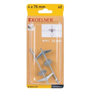t.b.t. Kołki 4x75mm, 2 szt. Metalowe kotwy do płyt gipsowo-kartonowych do śrub, gwoździ i innych.