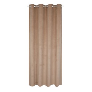 Beżowa zasłona z przelotkami do łatwego zawieszenia. Idealna do ochrony prywatności i dekoracji.