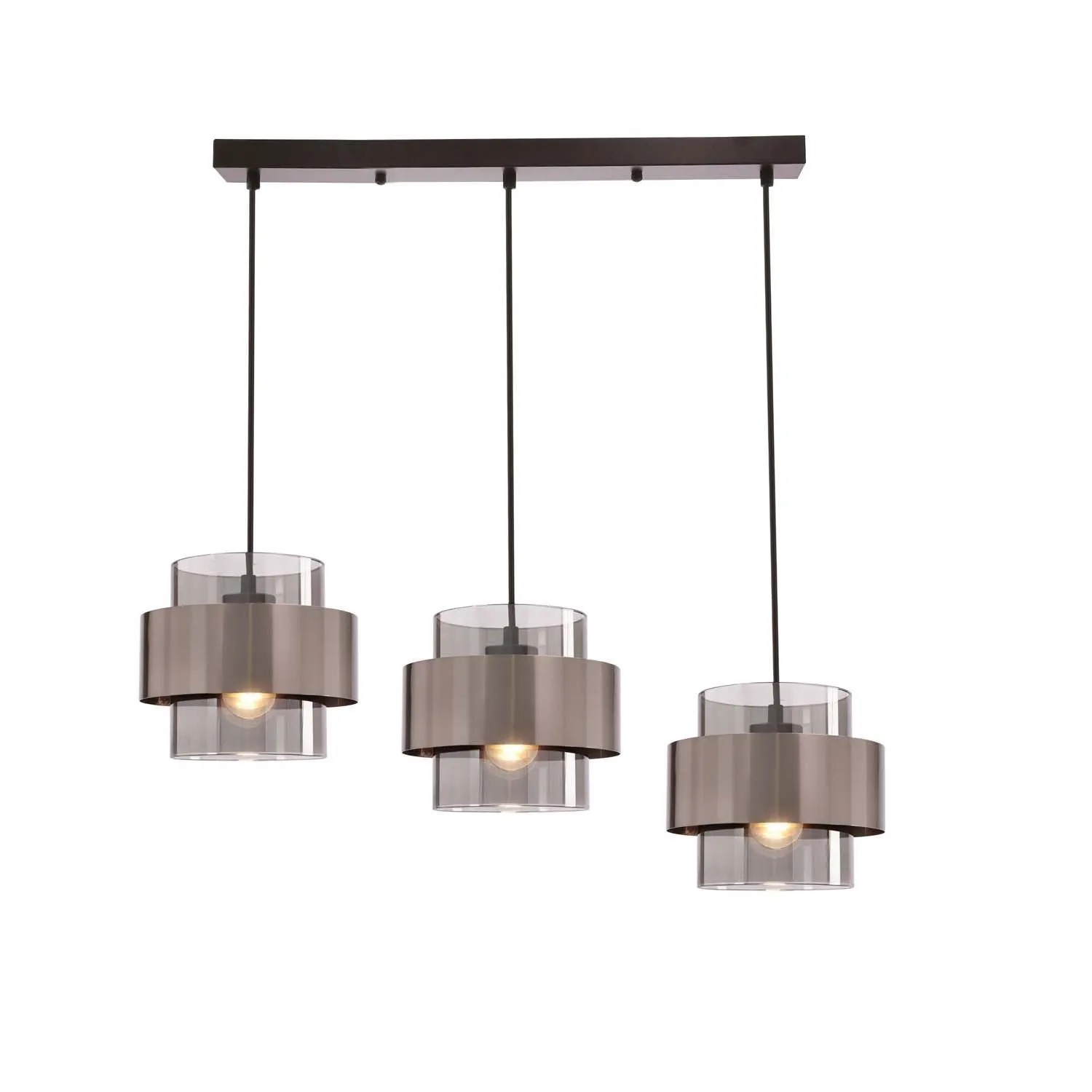 Candellux Lampa wisząca SPIEGA czerń+satyna nikiel 3xE27 60W klosz dymiony