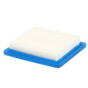 t.b.t. filtr powietrza do kosiarki, biały papier filtracyjny z niebieską ramką.