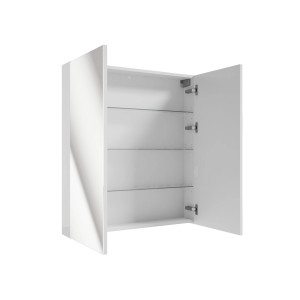 Otwarta, biała szafka lustrzana t.b.t. z półkami. Idealna do łazienki lub toalety dla gości.