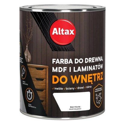 Farba do drewna ALTAX do wnętrz biały połysk 750 ml