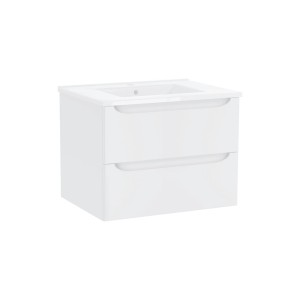 Biała szafka pod umywalkę t.b.t. z dwiema szufladami do łazienki.